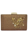 Buy_Moh-Maya by Disha Khatri_Brown Embellished Box Clutch _at_Aza_Fashions