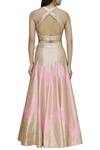 Shop_Vandana Sethi_Beige Dupion Silk V Neck Embellished Lehenga Set _at_Aza_Fashions