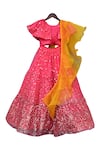 Shop_Fayon Kids_Pink Silk, Net, Organza Sequins Embroidered Lehenga Set _at_Aza_Fashions