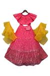 Fayon Kids_Pink Silk, Net, Organza Sequins Embroidered Lehenga Set _Online_at_Aza_Fashions