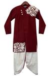 Buy Fayon Kids White Cotton, Silk Embroidery Kurta Dhoti Set at Aza Fashions Buy_Fayon Kids_White Cotton, Silk Embroidery Kurta Dhoti Set _at_Aza_Fashions