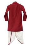 Shop Fayon Kids White Cotton, Silk Embroidery Kurta Dhoti Set at Aza Fashions Shop_Fayon Kids_White Cotton, Silk Embroidery Kurta Dhoti Set _at_Aza_Fashions