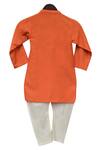 Shop_Fayon Kids_Orange Linen, Cotton Kurta Set _at_Aza_Fashions