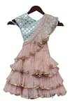 Buy Fayon Kids Peach Chiffon, Georgette Sequins, Metallic Embroidered Pre-draped Lehenga Set at Aza Fashions Buy_Fayon Kids_Peach Chiffon, Georgette Sequins, Metallic Embroidered Pre-draped Lehenga Set _at_Aza_Fashions