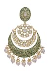 Chaotiq By Arti_Gold Plated Kundan Meenakari Chandbalis_Online_at_Aza_Fashions