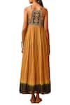 Shop_Malini Ramani_Black Cotton Silk Embroidered Maxi Dress_at_Aza_Fashions