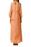 Shop_Malini Ramani_Peach Flat Chiffon Draped Midi Dress_at_Aza_Fashions
