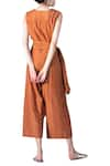 Shop_Kharakapas_Orange Cotton Silk Jumpsuit  _at_Aza_Fashions