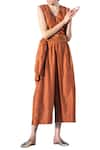 Kharakapas_Orange Cotton Silk Jumpsuit  _Online_at_Aza_Fashions