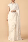 Buy_Tarun Tahiliani_Off White Raw Silk Round Embroidered Saree Set _at_Aza_Fashions