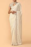 Buy_Tarun Tahiliani_Off White Embroidered Saree With Blouse_at_Aza_Fashions