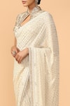 Buy_Tarun Tahiliani_Off White Embroidered Saree With Blouse_Online_at_Aza_Fashions