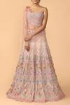 Buy_Tarun Tahiliani_Pink Tulle Diamond Neck Embellished Lehenga Set _at_Aza_Fashions