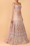 Tarun Tahiliani_Pink Tulle Diamond Neck Embellished Lehenga Set _Online_at_Aza_Fashions