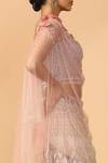 Shop_Tarun Tahiliani_Pink Tulle Diamond Neck Embellished Lehenga Set _Online_at_Aza_Fashions