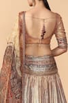 Shop_Tarun Tahiliani_Orange Sequin Sheathed Leaf Neck Printed Lehenga Set _Online_at_Aza_Fashions