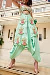 Buy_Papa Don't Preach_Green Raw Silk Beads Sweetheart Embellished Dhoti Jumpsuit _at_Aza_Fashions