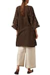 Shop_Myoho_Brown Embroidered Kurta With Pants_at_Aza_Fashions