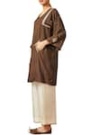 Myoho_Brown Embroidered Kurta With Pants_Online_at_Aza_Fashions