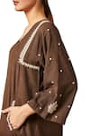 Shop_Myoho_Brown Embroidered Kurta With Pants_Online_at_Aza_Fashions