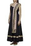 Buy_Ranian_Black Silk Diamond Backless Anarkali With Dupatta _Online_at_Aza_Fashions