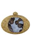 Buy_Be Chic_Gold Stone Handcrafted Metal Clutch_at_Aza_Fashions
