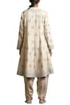 Shop_Sue Mue_Beige Handloom Notched Embroidered Kurta Set _at_Aza_Fashions