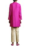 Shop_Sue Mue_Pink Maheshwari Handloom Cotton Band Embroidered Shirt Tunic _at_Aza_Fashions