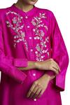 Buy_Sue Mue_Pink Maheshwari Handloom Cotton Band Embroidered Shirt Tunic _Online_at_Aza_Fashions