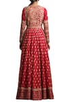 Shop_Sue Mue_Red Handloom Maheshwari Round Embroidered Anarkali Set _at_Aza_Fashions