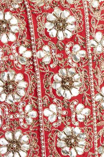 Hand Embroidered Pink Flambe Pure Tussar Georgette Kurta Churidaar Set