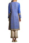 Shop_Sue Mue_Blue Tussar Georgette Embroidered Kurta And Pant Set_at_Aza_Fashions