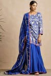 Buy_Sue Mue_Blue Handloom Maheshwari Cotton Round Kurta Set _Online_at_Aza_Fashions