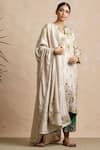 Buy_Sue Mue_Beige Silk Notched Embroidered Kurta Set _at_Aza_Fashions