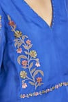 Shop_Sue Mue_Blue Kora V Neck Embroidered Tunic _Online_at_Aza_Fashions