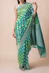 Buy_Ekaya_Blue Handwoven Banarasi Saree With Unstitched Blouse Fabric_at_Aza_Fashions