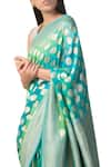 Ekaya_Blue Handwoven Banarasi Saree With Unstitched Blouse Fabric_Online_at_Aza_Fashions