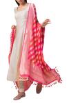 Shop_Ekaya Banaras_Orange Georgette Handwoven Dupatta_at_Aza_Fashions