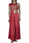 Buy_Show Shaa_Coral Silk Chanderi Embroidered Top With Palazzo_Online_at_Aza_Fashions