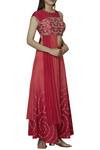 Buy_Show Shaa_Coral Silk Chanderi Embroidered Top With Palazzo_at_Aza_Fashions