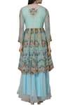 Shop_Sonali Gupta_Blue Organza Tie-up Neck Embroidered Kurta Gharara Set  _at_Aza_Fashions
