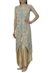 Buy Sonali Gupta Blue Organza V Neck Embroidered Kurta Set at Aza Fashions Buy_Sonali Gupta_Blue Organza V Neck Embroidered Kurta Set _at_Aza_Fashions