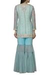 Shop Sonali Gupta Blue Organza Round Embroidered Kurta Sharara Set at Aza Fashions Shop_Sonali Gupta_Blue Organza Round Embroidered Kurta Sharara Set _at_Aza_Fashions