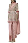 Buy_Sonali Gupta_Pink Pure Organza V Neck Embroidered Kurta With Draped Pants  _Online_at_Aza_Fashions