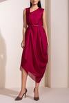 Buy_Ampm_Maroon Draped Dress_at_Aza_Fashions