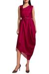 Ampm_Maroon Draped Dress_Online_at_Aza_Fashions