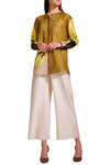 AMPM_Yellow Chanderi Shirt_Online_at_Aza_Fashions