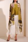 Buy_Ampm_Green Chanderi Printed Jacket_at_Aza_Fashions