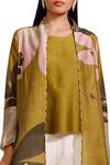 Buy_Ampm_Green Chanderi Printed Jacket_Online_at_Aza_Fashions