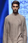 Antar Agni_Grey Linen Draped Kurta_Online_at_Aza_Fashions